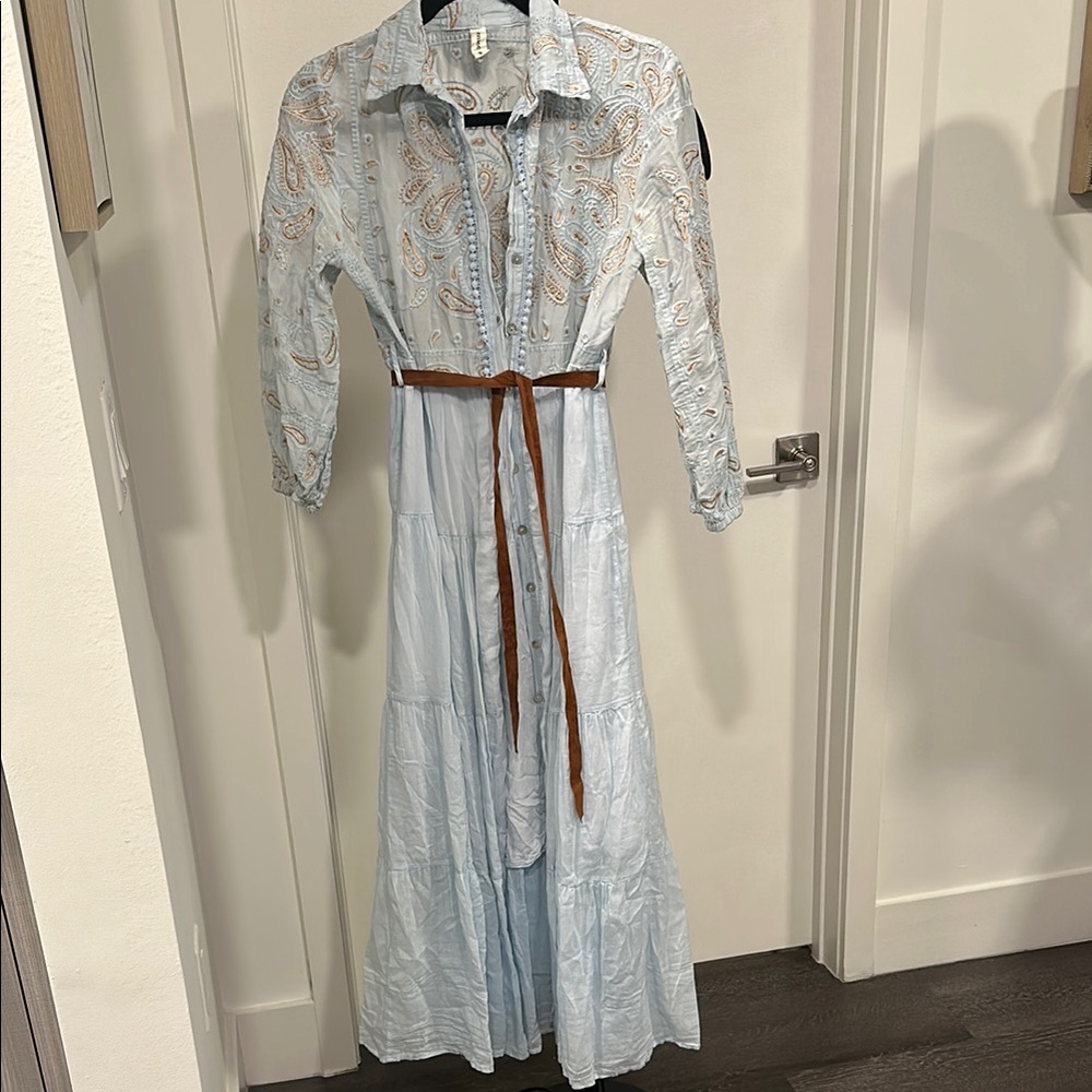 Light Blue Paisley Maxi Dress